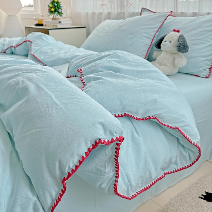 91家纺网 家纺一手货源 找家纺 （总）繁花家居 2025新款高克重云朵棉贝壳边系列四件套