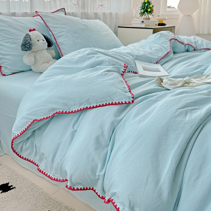 91家纺网 家纺一手货源 找家纺 （总）繁花家居 2025新款高克重云朵棉贝壳边系列四件套