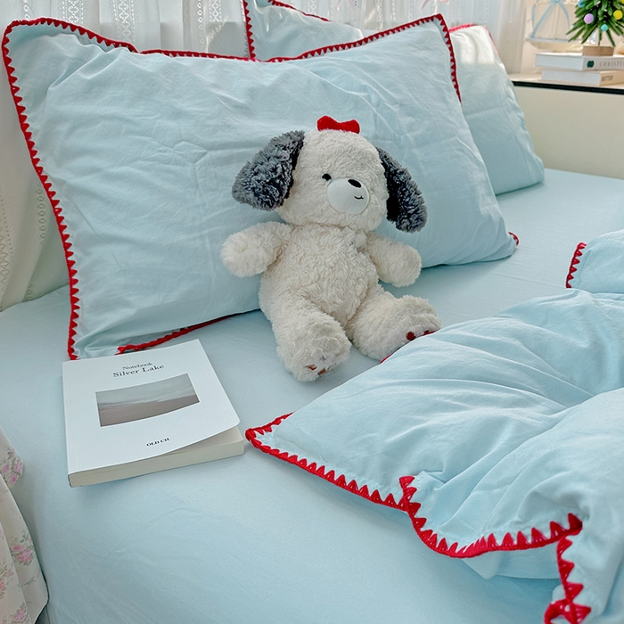 91家纺网 家纺一手货源 找家纺 （总）繁花家居 2025新款高克重云朵棉贝壳边系列四件套