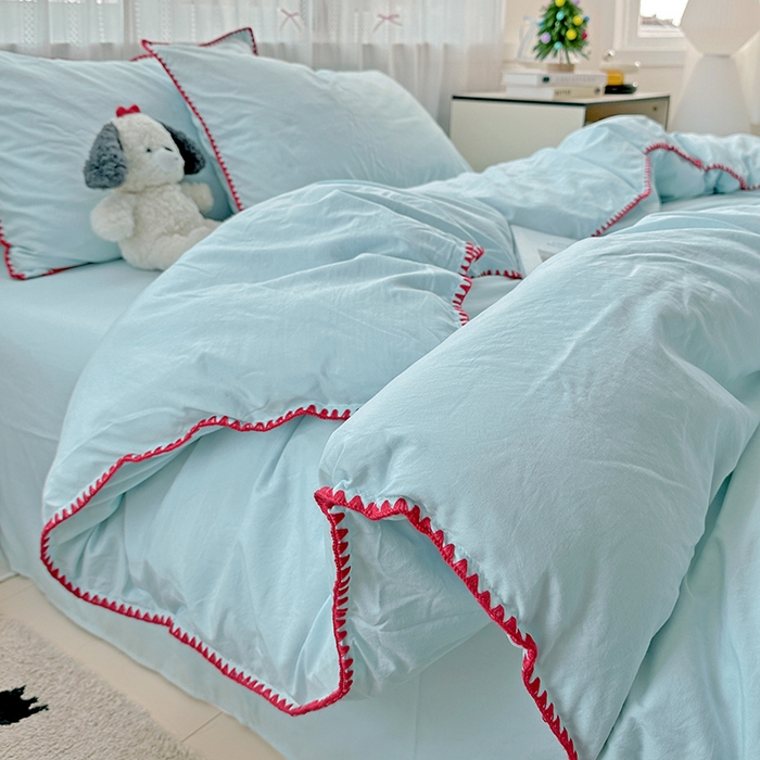 91家纺网 家纺一手货源 找家纺 （总）繁花家居 2025新款高克重云朵棉贝壳边系列四件套