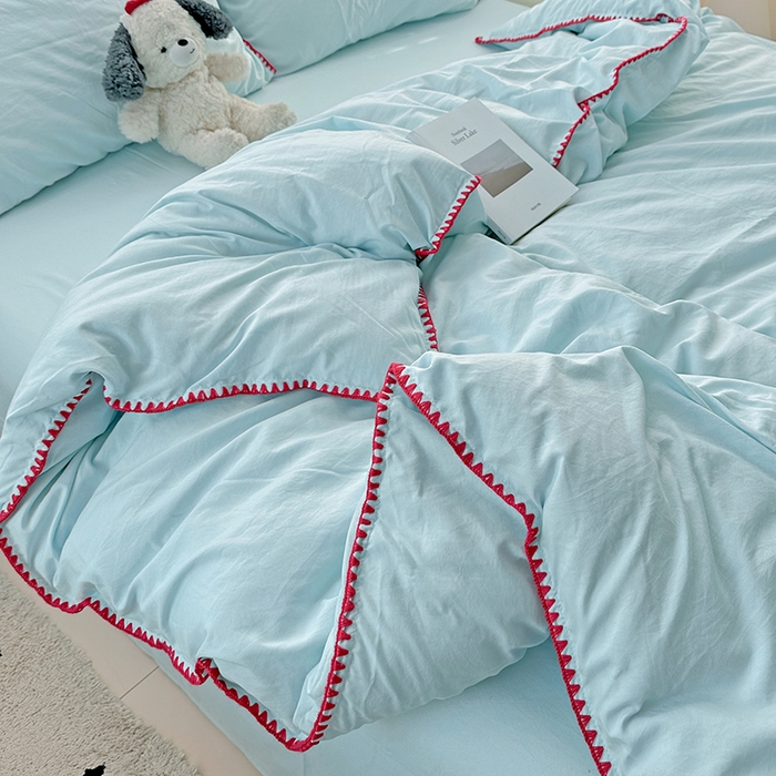 91家纺网 家纺一手货源 找家纺 （总）繁花家居 2025新款高克重云朵棉贝壳边系列四件套