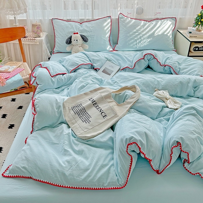 91家纺网 家纺一手货源 找家纺 （总）繁花家居 2025新款高克重云朵棉贝壳边系列四件套