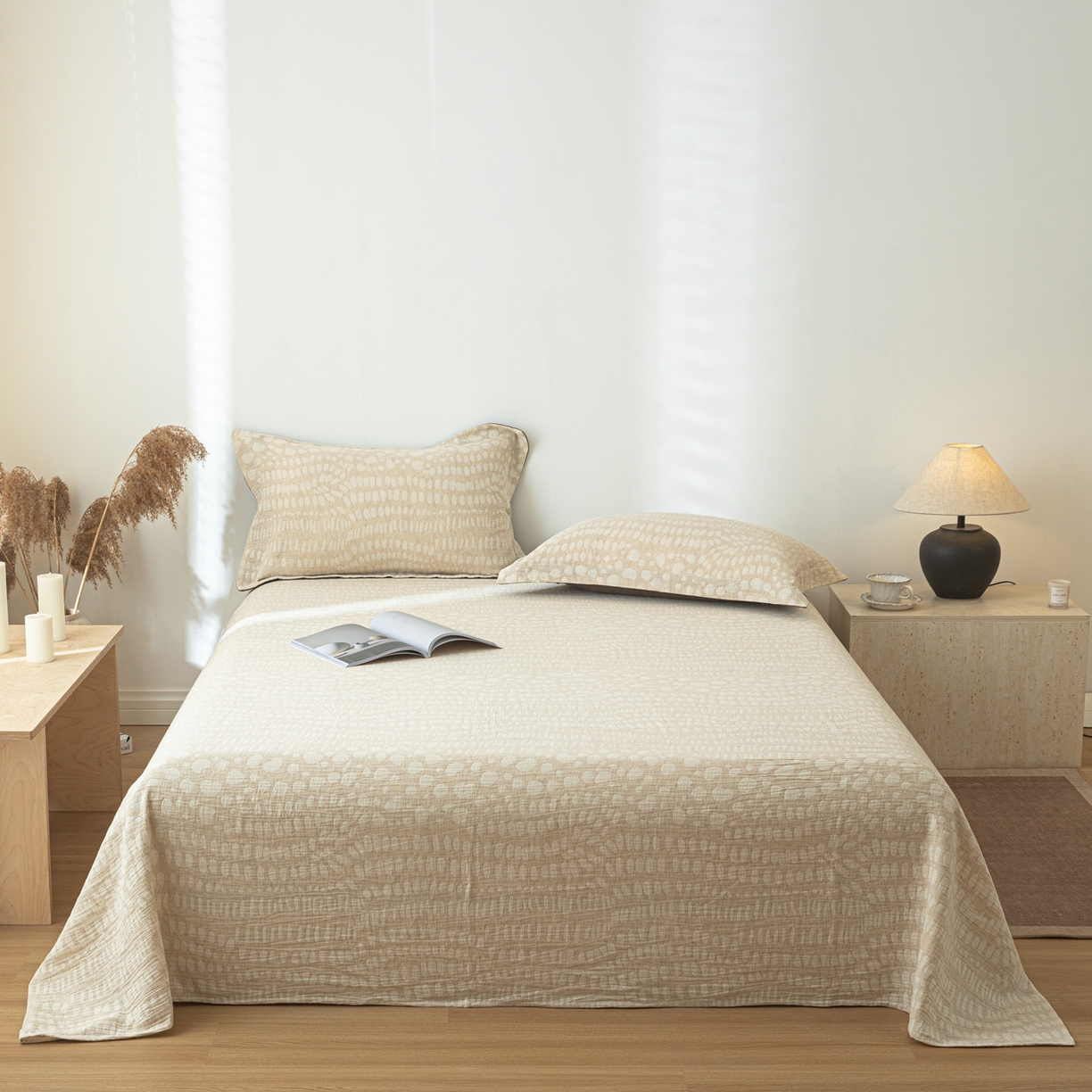 91家纺网 家纺一手货源 找家纺 眠博士 2025新款A类棉麻提花床单单床单床单单件 棉麻床单-豹纹