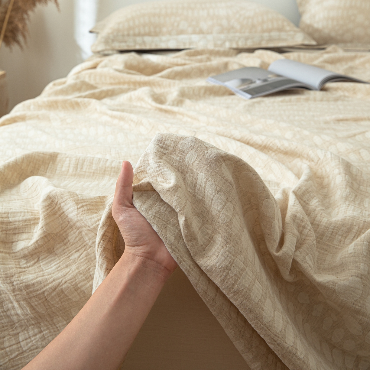 91家纺网 家纺一手货源 找家纺 眠博士 2025新款A类棉麻提花床单单床单床单单件 棉麻床单-豹纹