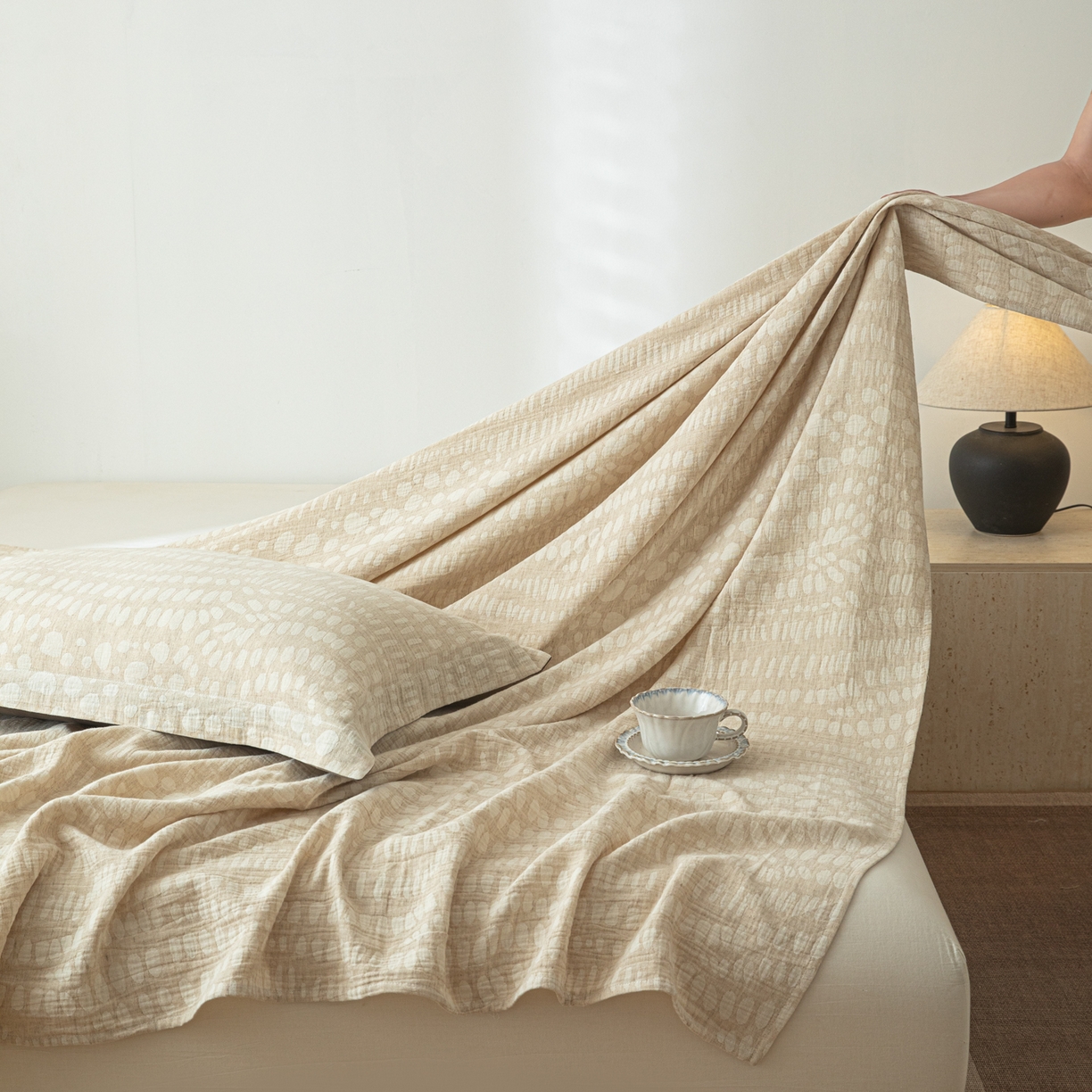 91家纺网 家纺一手货源 找家纺 眠博士 2025新款A类棉麻提花床单单床单床单单件 棉麻床单-豹纹