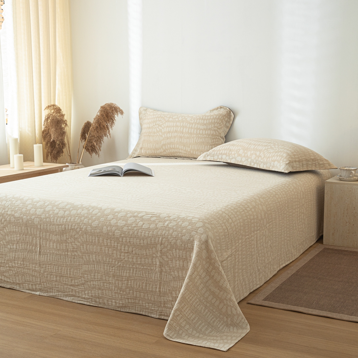 91家纺网 家纺一手货源 找家纺 眠博士 2025新款A类棉麻提花床单单床单床单单件 棉麻床单-豹纹