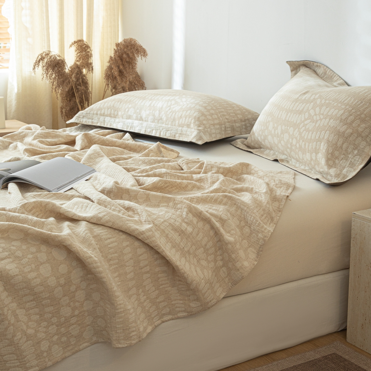 91家纺网 家纺一手货源 找家纺 眠博士 2025新款A类棉麻提花床单单床单床单单件 棉麻床单-豹纹