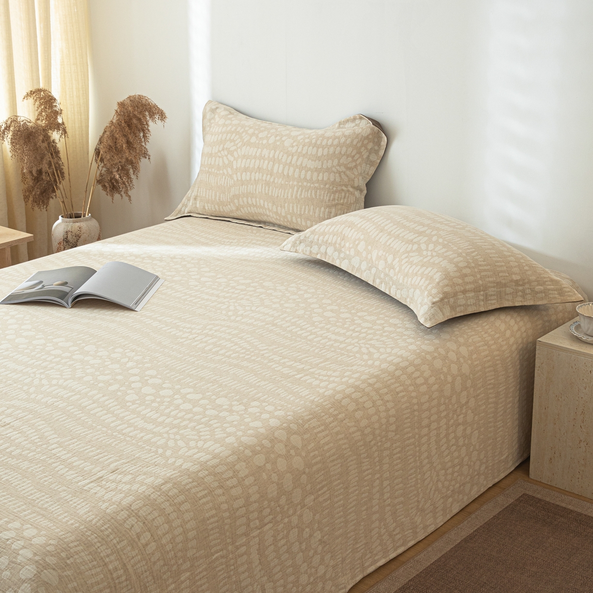 91家纺网 家纺一手货源 找家纺 眠博士 2025新款A类棉麻提花床单单床单床单单件 棉麻床单-豹纹