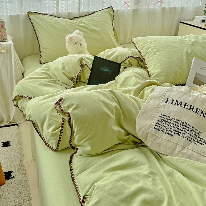 91家纺网 家纺一手货源 找家纺 （总）繁花家居 2025新款高克重云朵棉贝壳边系列四件套