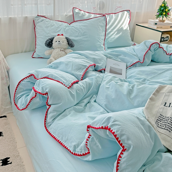 91家纺网 家纺一手货源 找家纺 （总）繁花家居 2025新款高克重云朵棉贝壳边系列四件套