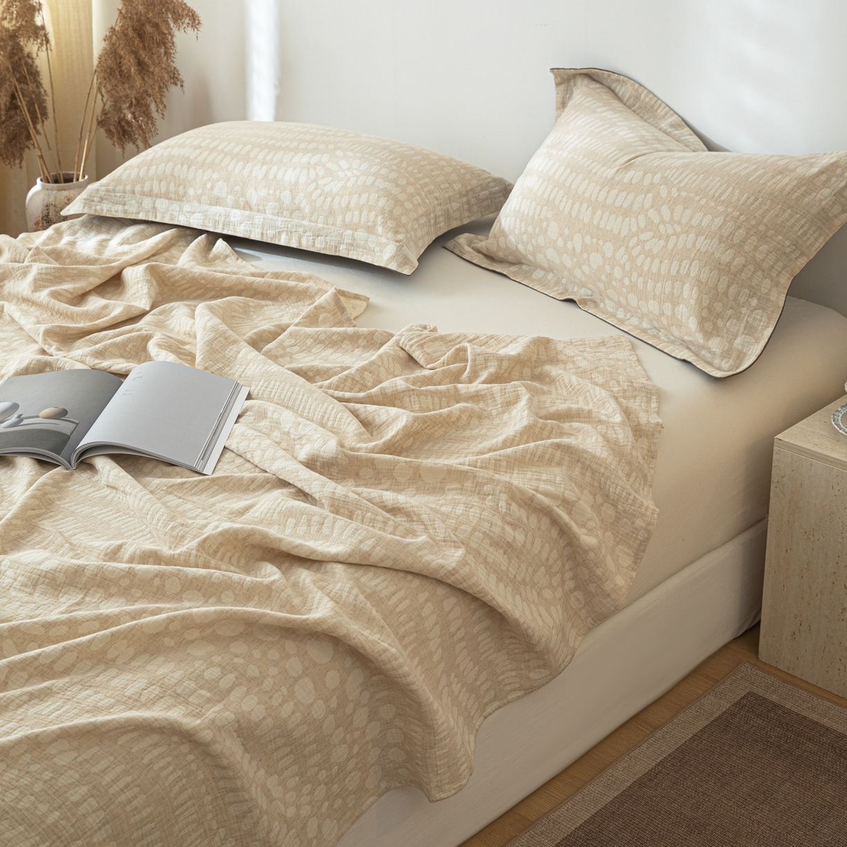 91家纺网 家纺一手货源 找家纺 眠博士 2025新款A类棉麻提花床单单床单床单单件 棉麻床单-豹纹