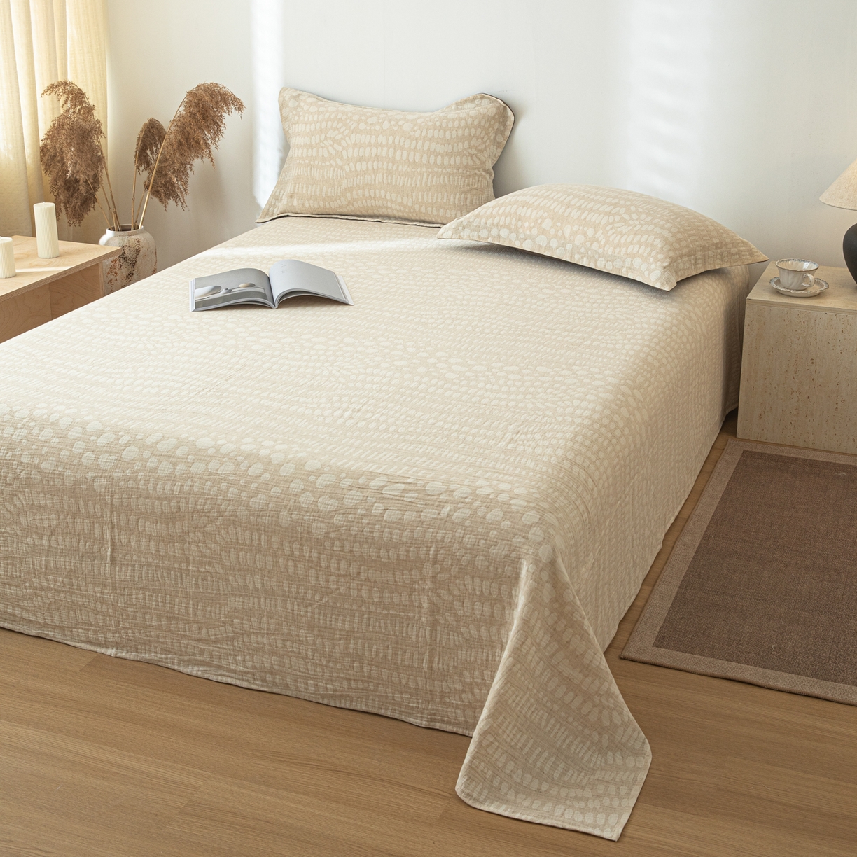 91家纺网 家纺一手货源 找家纺 眠博士 2025新款A类棉麻提花床单单床单床单单件 棉麻床单-豹纹