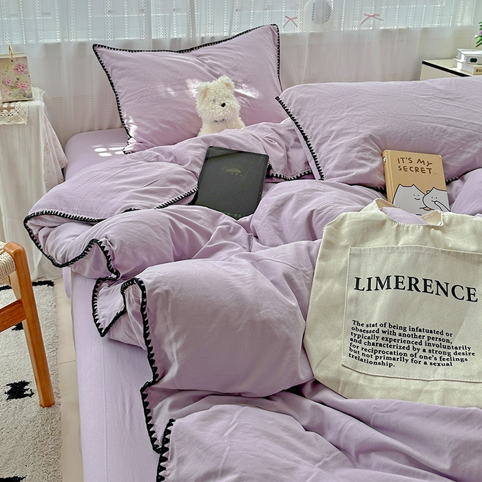 91家纺网 家纺一手货源 找家纺 （总）繁花家居 2025新款高克重云朵棉贝壳边系列四件套