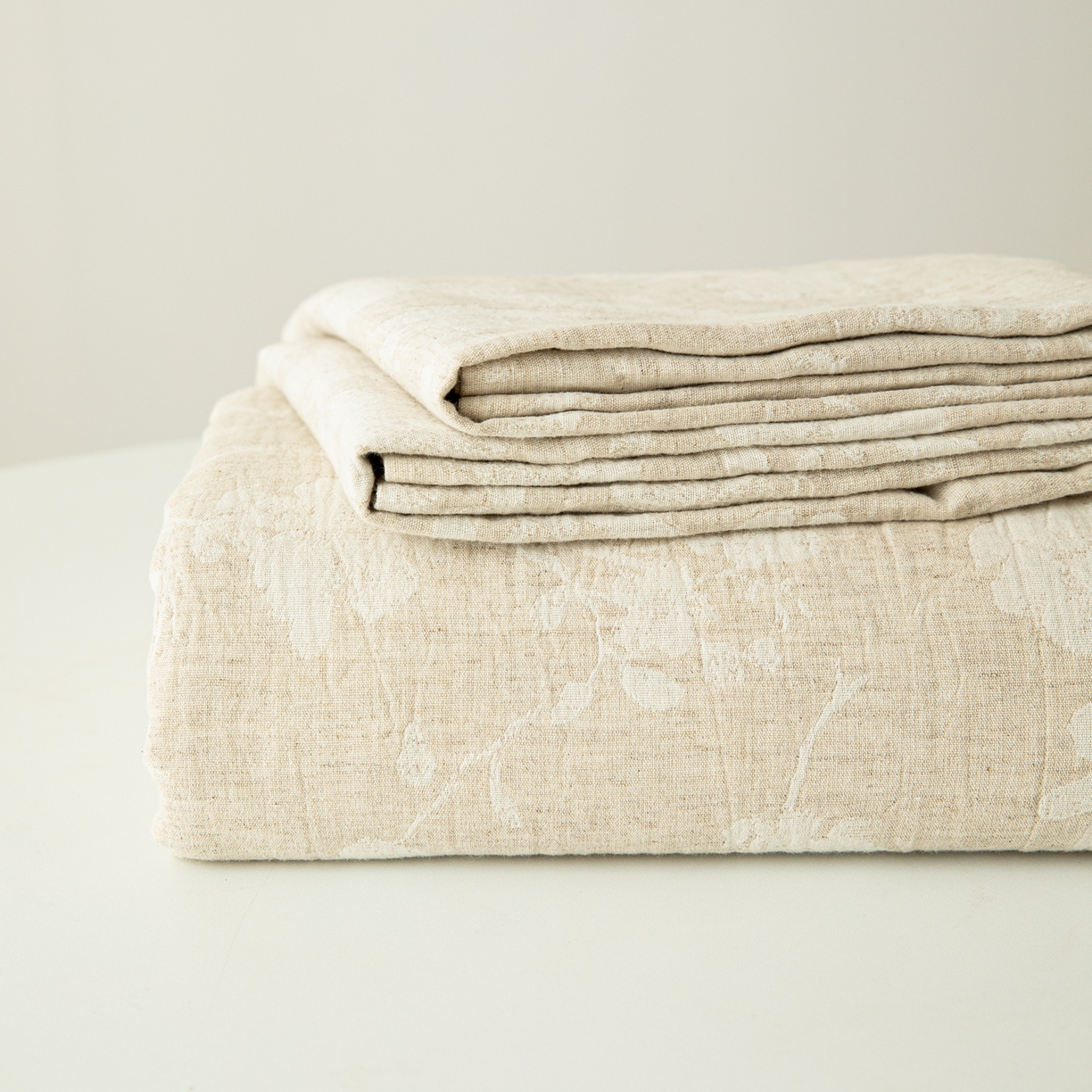 91家纺网 家纺一手货源 找家纺 眠博士 2025新款A类棉麻提花床单单床单床单单件 棉麻床单-蓝聆花