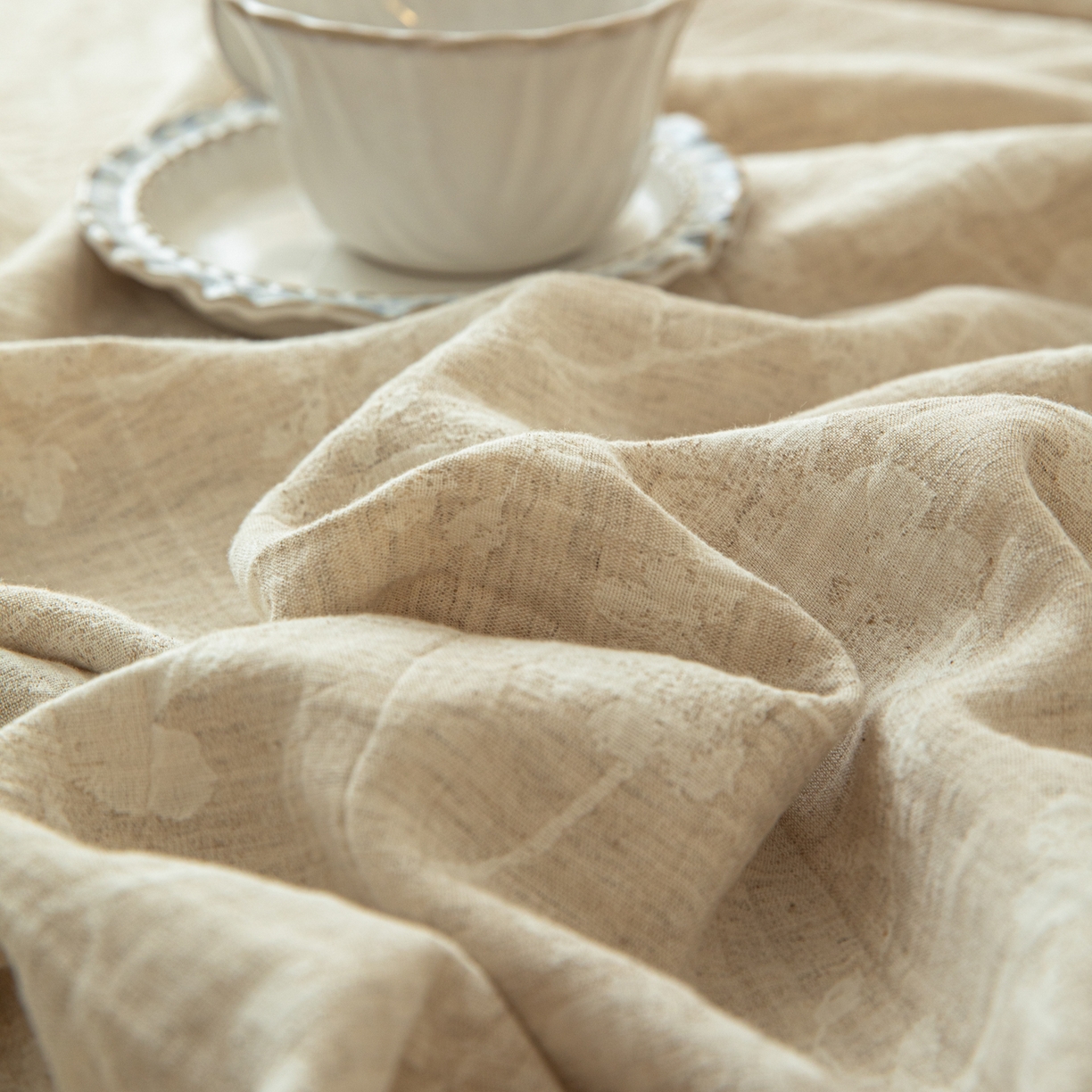 91家纺网 家纺一手货源 找家纺 眠博士 2025新款A类棉麻提花床单单床单床单单件 棉麻床单-蓝聆花