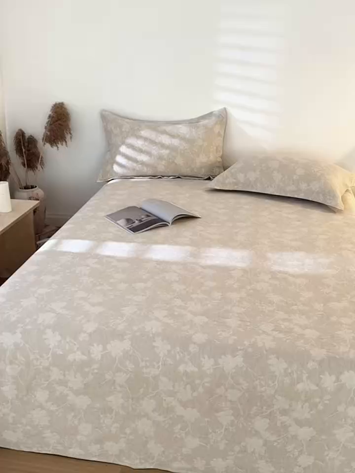 91家纺网 家纺一手货源 找家纺 眠博士 2025新款A类棉麻提花床单单床单床单单件 棉麻床单-蓝聆花