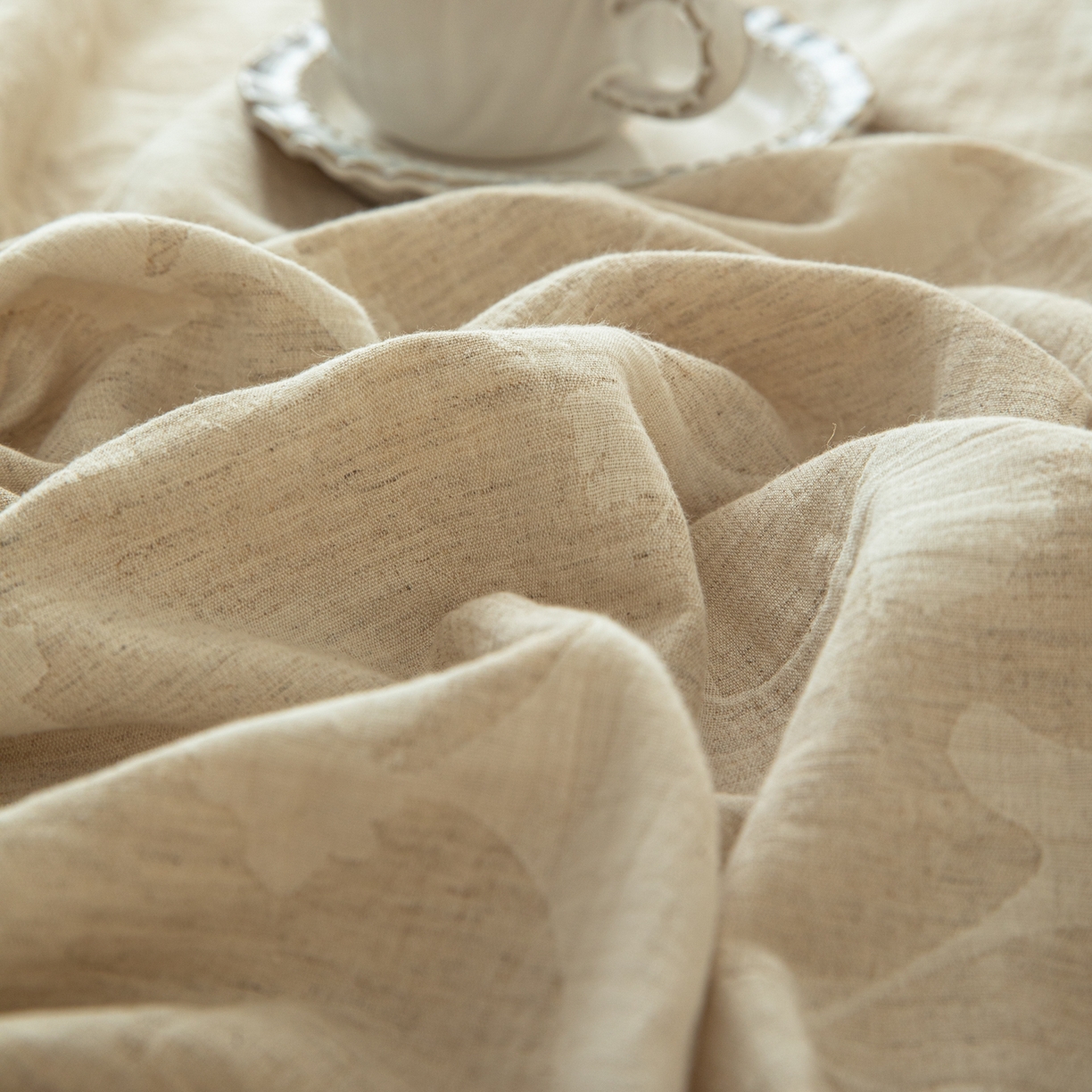 91家纺网 家纺一手货源 找家纺 眠博士 2025新款A类棉麻提花床单单床单床单单件 棉麻床单-银杏叶