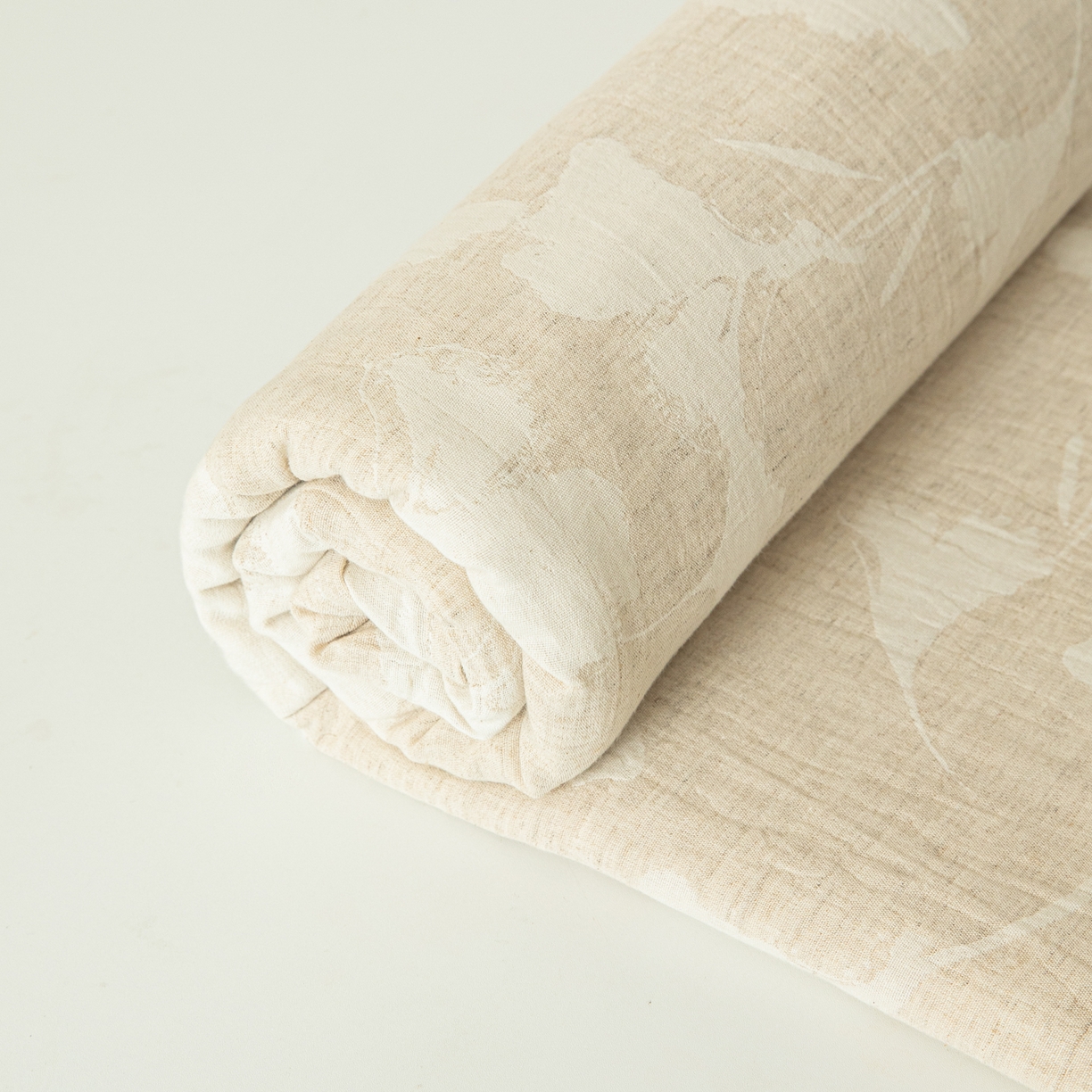 91家纺网 家纺一手货源 找家纺 眠博士 2025新款A类棉麻提花床单单床单床单单件 棉麻床单-银杏叶