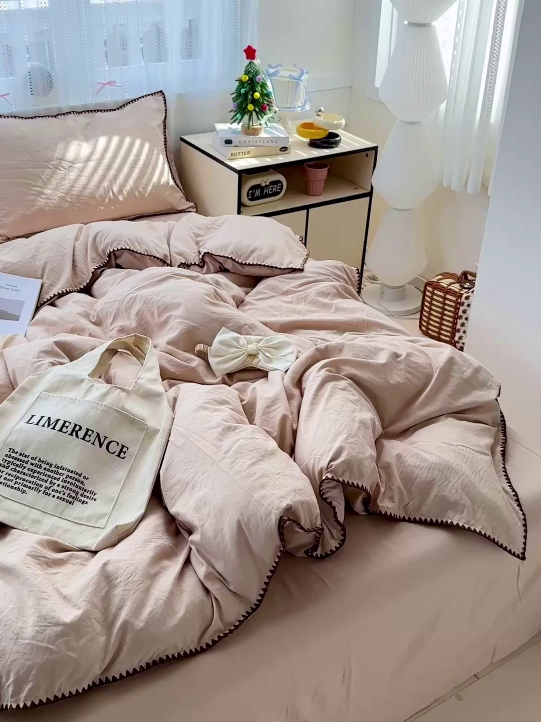 91家纺网 家纺一手货源 找家纺 繁花家居 2025新款高克重云朵棉贝壳边系列四件套 绵绵-茶棕