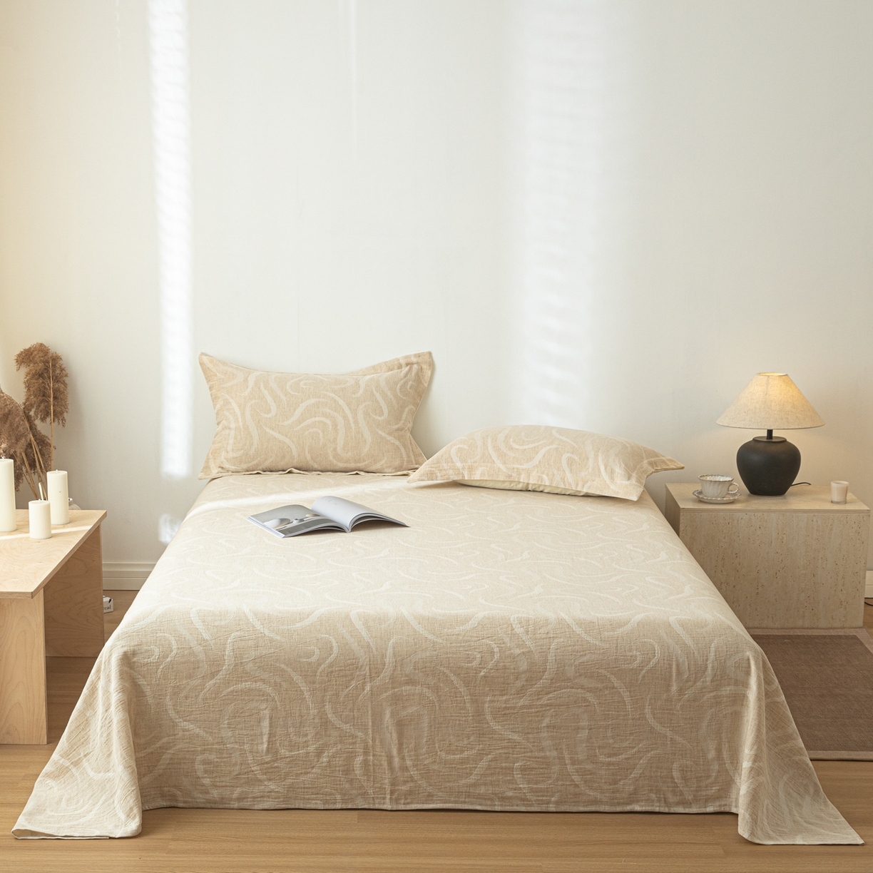 91家纺网 家纺一手货源 找家纺 眠博士 2025新款A类棉麻提花床单单床单床单单件 棉麻床单-灵韵