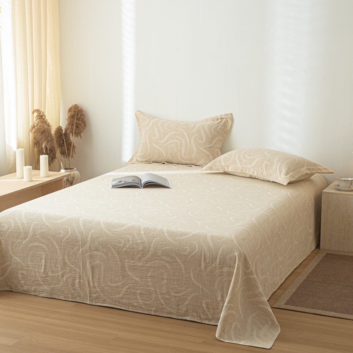 91家纺网 家纺一手货源 找家纺 眠博士 2025新款A类棉麻提花床单单床单床单单件 棉麻床单-灵韵