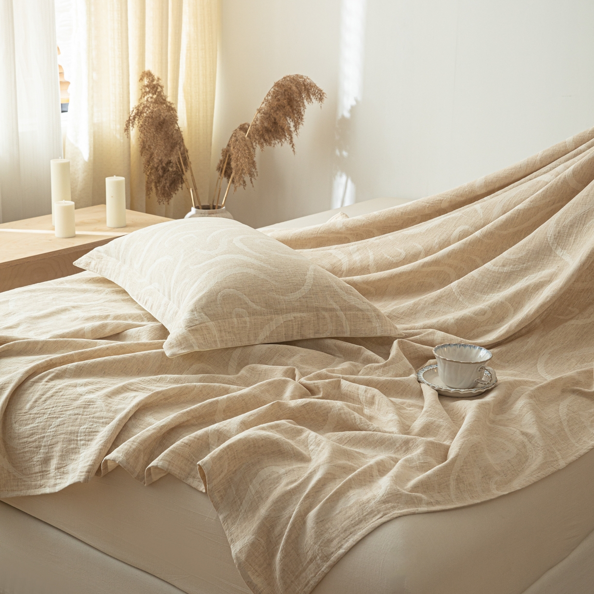 91家纺网 家纺一手货源 找家纺 眠博士 2025新款A类棉麻提花床单单床单床单单件 棉麻床单-灵韵