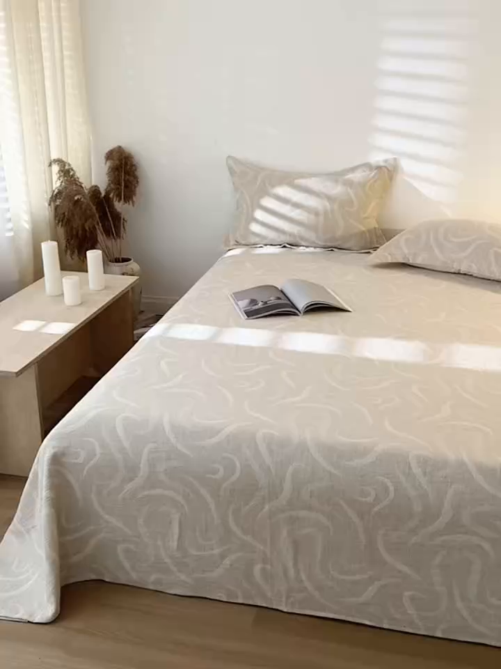 91家纺网 家纺一手货源 找家纺 眠博士 2025新款A类棉麻提花床单单床单床单单件 棉麻床单-灵韵