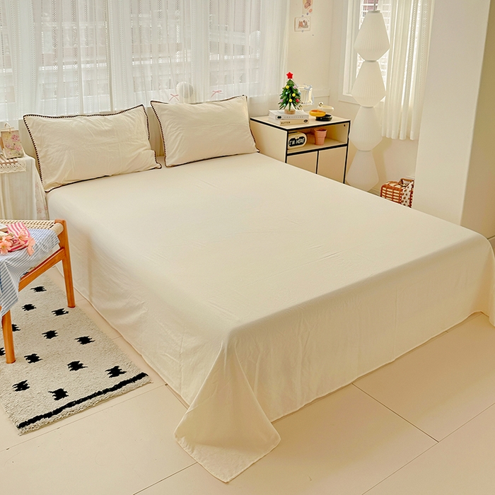 91家纺网 家纺一手货源 找家纺 繁花家居 2025新款高克重云朵棉贝壳边系列四件套 绵绵-奶白