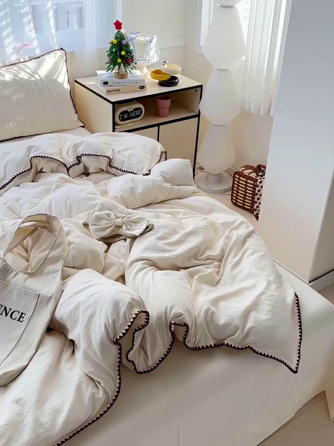 91家纺网 家纺一手货源 找家纺 繁花家居 2025新款高克重云朵棉贝壳边系列四件套 绵绵-奶白