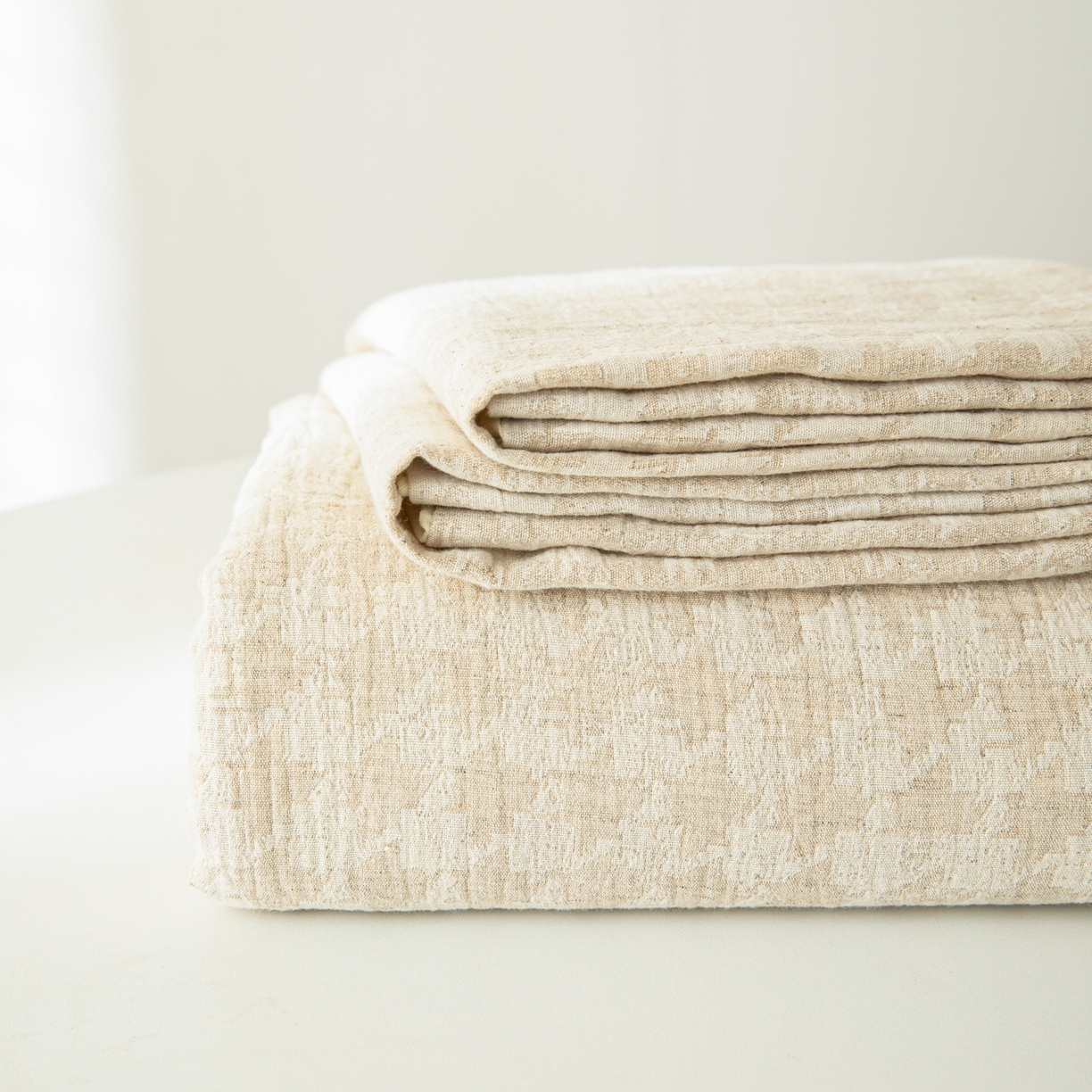 91家纺网 家纺一手货源 找家纺 眠博士 2025新款A类棉麻提花床单单床单床单单件 棉麻床单-千鸟格