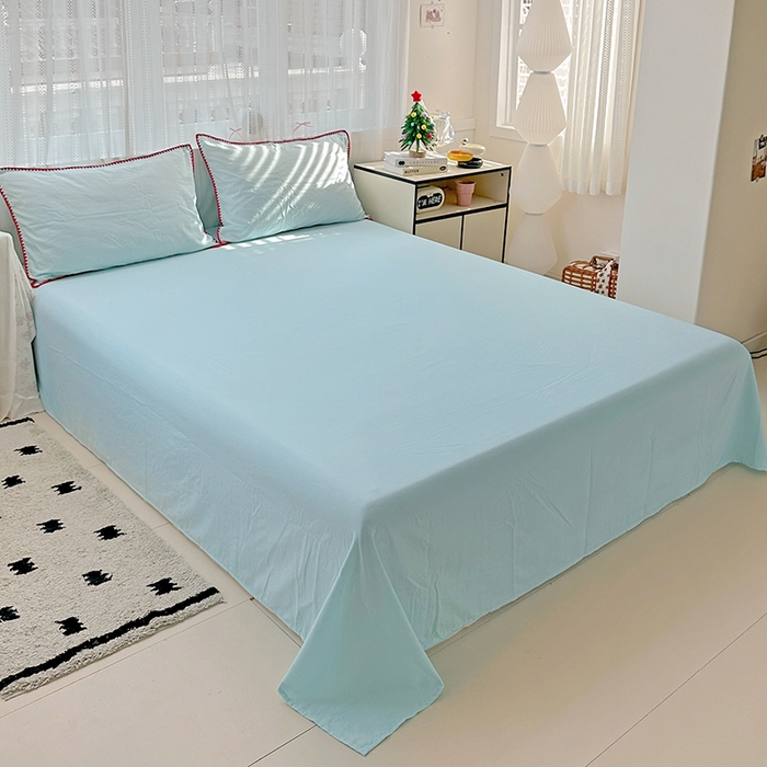 91家纺网 家纺一手货源 找家纺 繁花家居 2025新款高克重云朵棉贝壳边系列四件套 绵绵-浅蓝