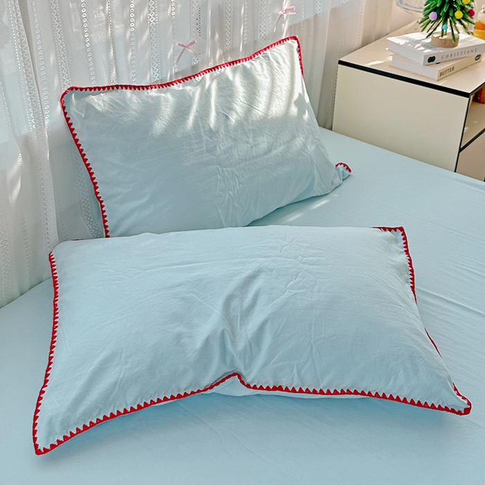 91家纺网 家纺一手货源 找家纺 繁花家居 2025新款高克重云朵棉贝壳边系列四件套 绵绵-浅蓝