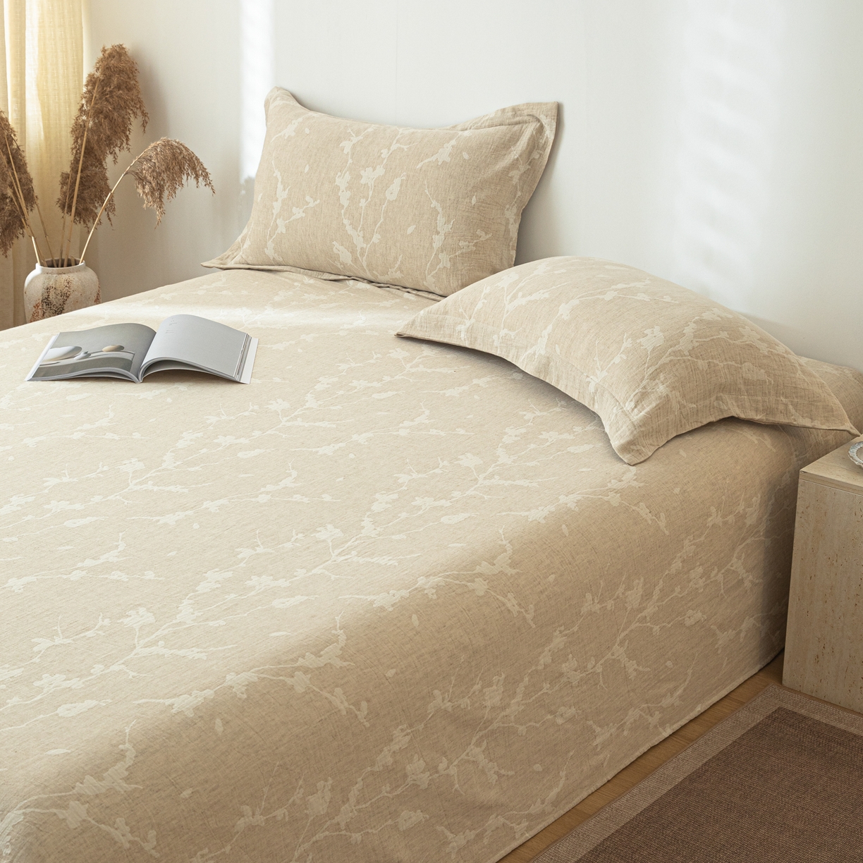 91家纺网 家纺一手货源 找家纺 眠博士 2025新款A类棉麻提花床单单床单床单单件 棉麻床单-摇影