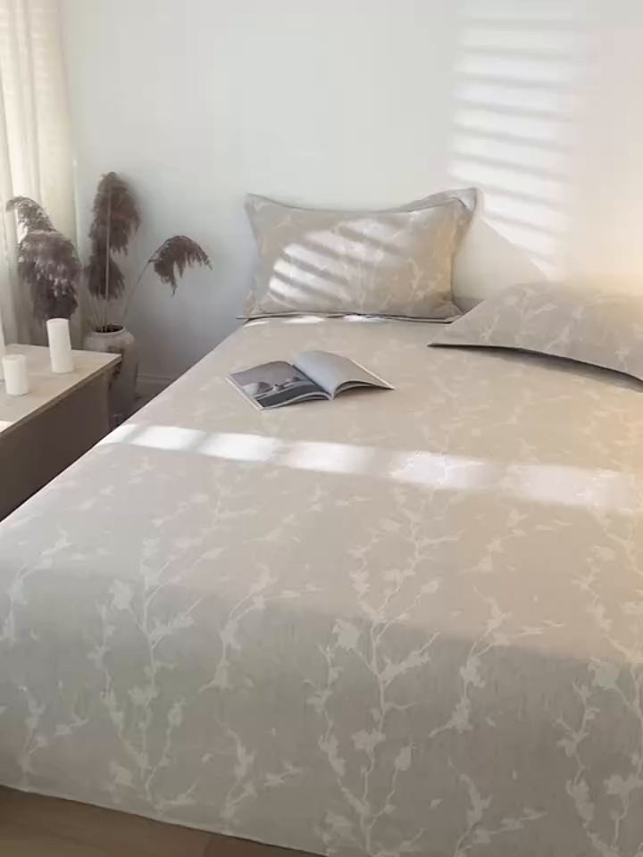 91家纺网 家纺一手货源 找家纺 眠博士 2025新款A类棉麻提花床单单床单床单单件 棉麻床单-摇影