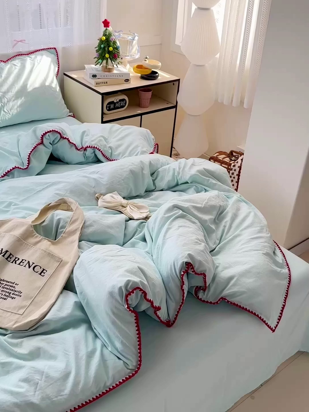 91家纺网 家纺一手货源 找家纺 繁花家居 2025新款高克重云朵棉贝壳边系列四件套 绵绵-浅蓝