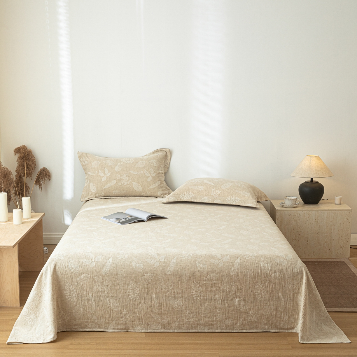 91家纺网 家纺一手货源 找家纺 眠博士 2025新款A类棉麻提花床单单床单床单单件 棉麻床单-丛境花语