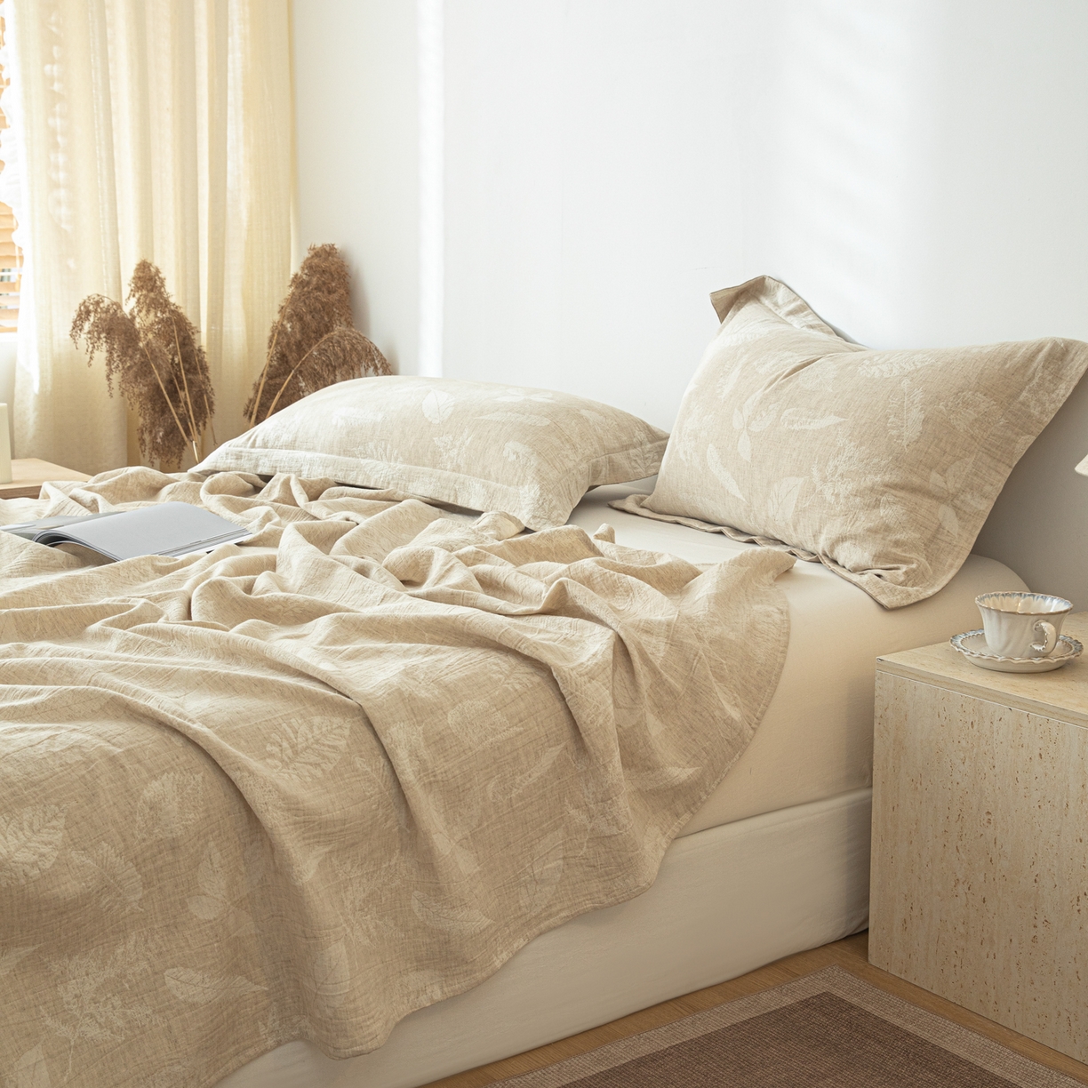 91家纺网 家纺一手货源 找家纺 眠博士 2025新款A类棉麻提花床单单床单床单单件 棉麻床单-丛境花语