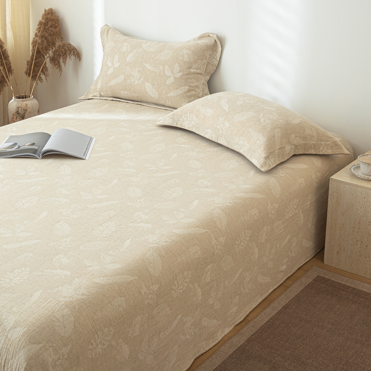 91家纺网 家纺一手货源 找家纺 眠博士 2025新款A类棉麻提花床单单床单床单单件 棉麻床单-丛境花语