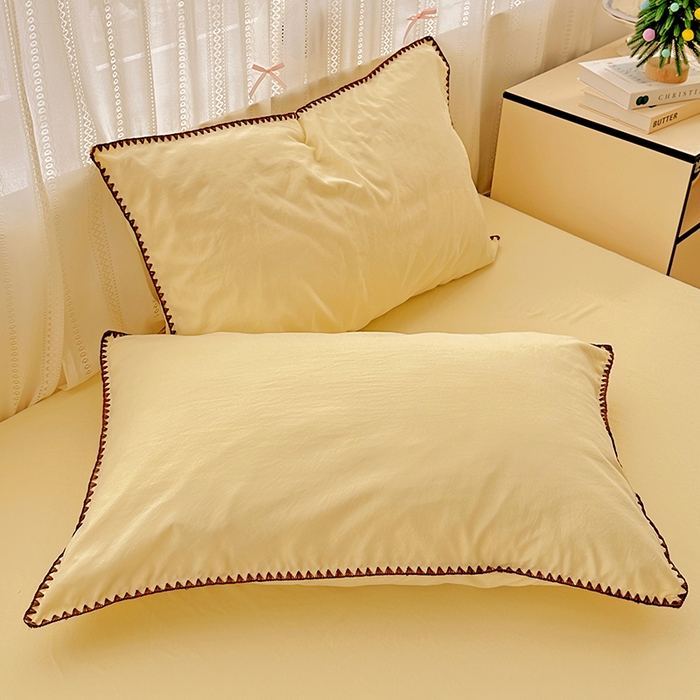 91家纺网 家纺一手货源 找家纺 繁花家居 2025新款高克重云朵棉贝壳边系列四件套 绵绵-羽黄