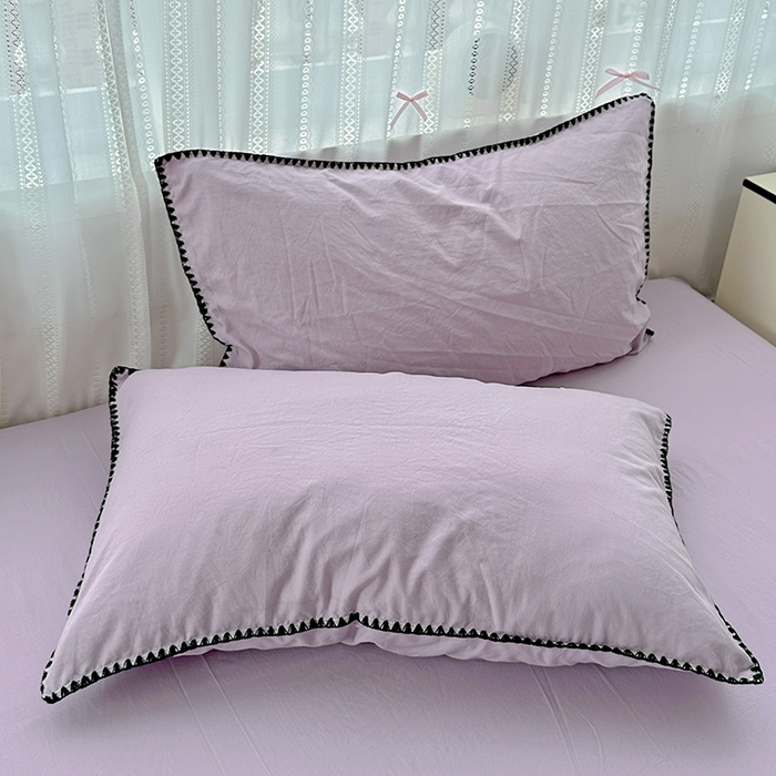 91家纺网 家纺一手货源 找家纺 繁花家居 2025新款高克重云朵棉贝壳边系列四件套 绵绵-芋紫