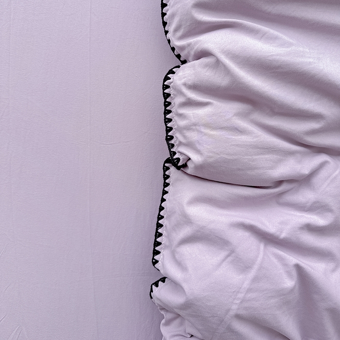 91家纺网 家纺一手货源 找家纺 繁花家居 2025新款高克重云朵棉贝壳边系列四件套 绵绵-芋紫