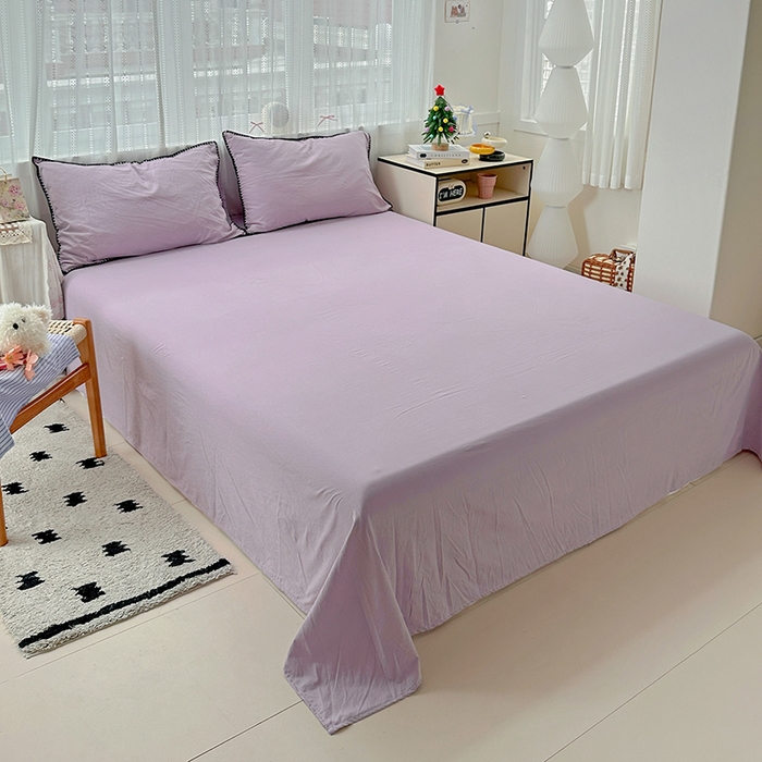 91家纺网 家纺一手货源 找家纺 繁花家居 2025新款高克重云朵棉贝壳边系列四件套 绵绵-芋紫