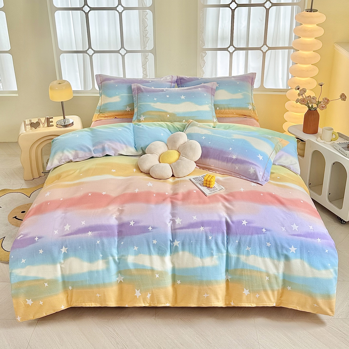 91家纺网 家纺一手货源 找家纺 （总）优尚家纺 2025新款全棉磨毛纯棉喷气印花清新轻奢款四件套