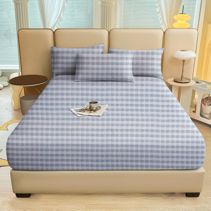 优尚家纺 2025新款全棉纯棉磨毛床笠系列 雅韵灰格