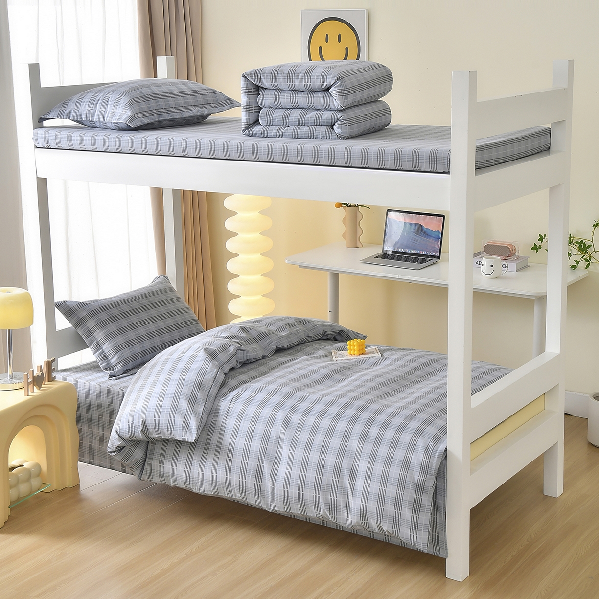 优尚 2025全棉纯棉磨毛喷气印花学生三件套 雅韵灰格