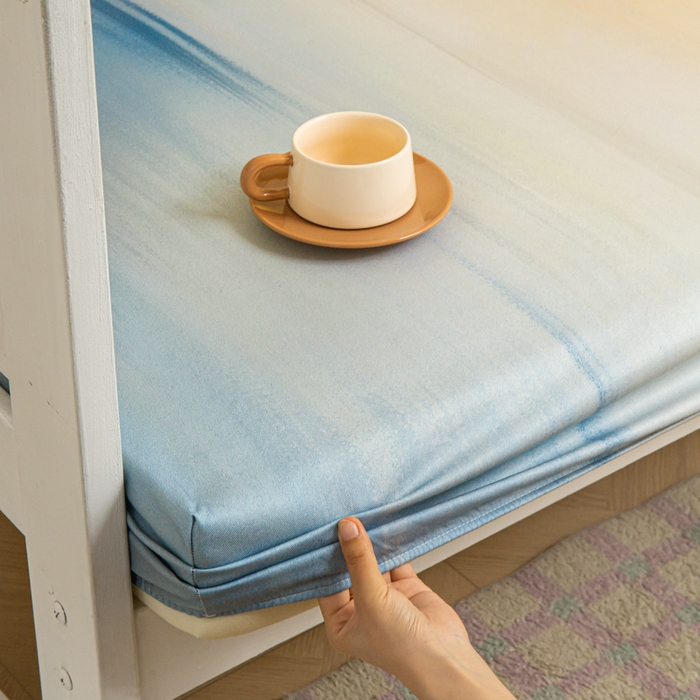 91家纺网 家纺一手货源 找家纺 舒慕家纺 2025新款天丝竹纤维学生软凉席 极光-蓝