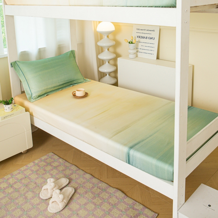 91家纺网 家纺一手货源 找家纺 舒慕家纺 2025新款天丝竹纤维学生软凉席 极光-绿