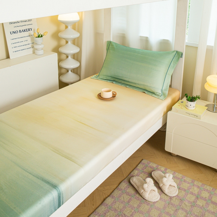 91家纺网 家纺一手货源 找家纺 舒慕家纺 2025新款天丝竹纤维学生软凉席 极光-绿