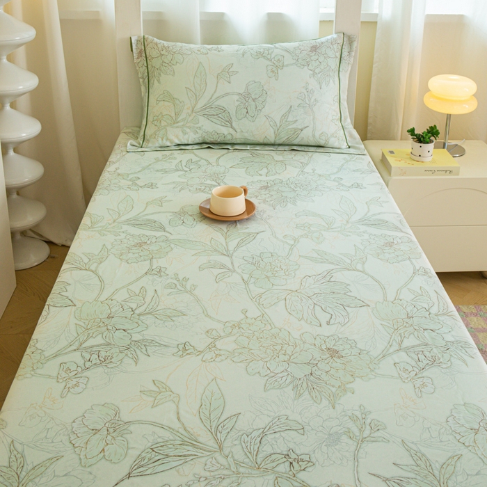 91家纺网 家纺一手货源 找家纺 舒慕家纺 2025新款天丝竹纤维学生软凉席 莫奈-绿