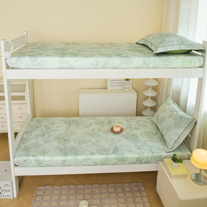 91家纺网 家纺一手货源 找家纺 舒慕家纺 2025新款天丝竹纤维学生软凉席 莫奈-绿